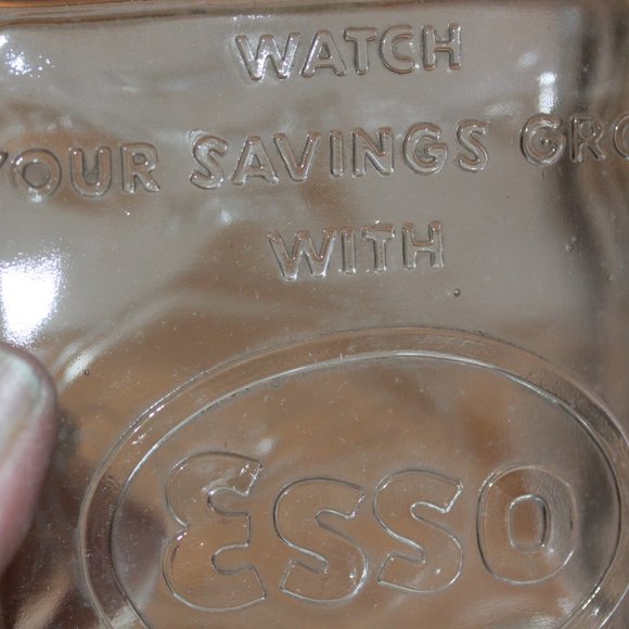 Vintage Embossed Standard Oil “ESSO” Glass Block Cube Advertising Bank - Picture 2 of 3